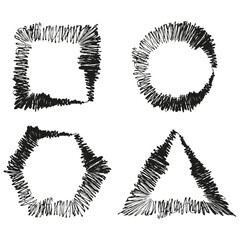 Abstract geometric forms. Artistic line design. Bold black textures. Creative shape patterns.