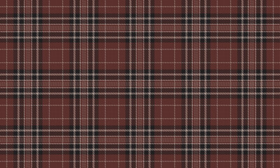 Plaid fabric pattern, red, black, cream, seamless for textiles, and for designing clothes, skirts, blankets, aprons, or decorative fabrics. Vector illustration.