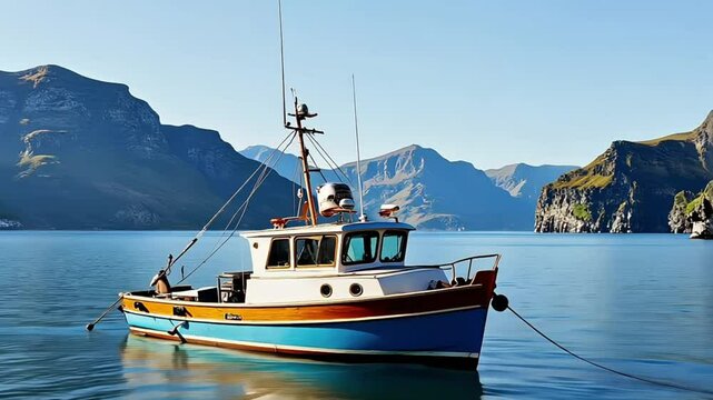 Unidentifiable fishermen on a vessel at sea