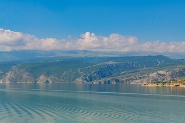 Naklejka premium The Chirkeyskoye reservoir in Dagestan is the largest reservoir