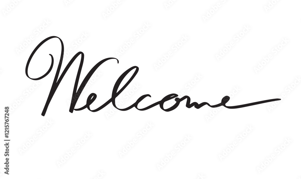 Poster welcome text font script calligraphy hand written lettering black color message quote hallo welcome 