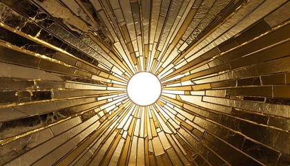 Golden Radiating Panels Encircle Central Light Source