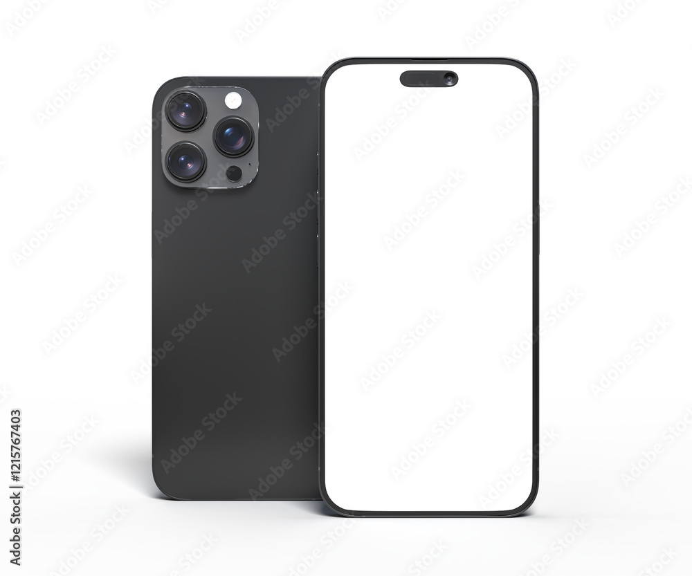 Poster realistic smartphone with blank screens display isolated on background. mobile phone digital mockups