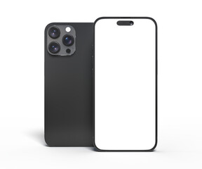 Realistic Smartphone with blank screens display isolated on background. Mobile phone digital mockups template for presentation branding, ads, banner, UI, UX interface, website, gadget presenting