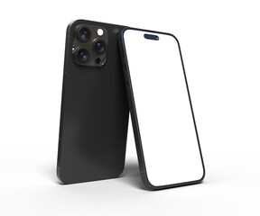 Realistic Smartphone with blank screens display isolated on background. Mobile phone digital mockups template for presentation branding, ads, banner, UI, UX interface, website, gadget presenting