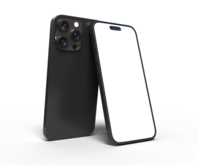 Realistic Smartphone with blank screens display isolated on background. Mobile phone digital mockups template for presentation branding, ads, banner, UI, UX interface, website, gadget presenting