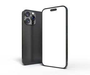 Realistic Smartphone with blank screens display isolated on background. Mobile phone digital mockups template for presentation branding, ads, banner, UI, UX interface, website, gadget presenting