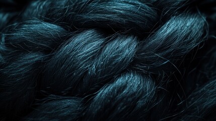 Obraz premium Dark braid texture close-up, woven strands, blurred background, haircare