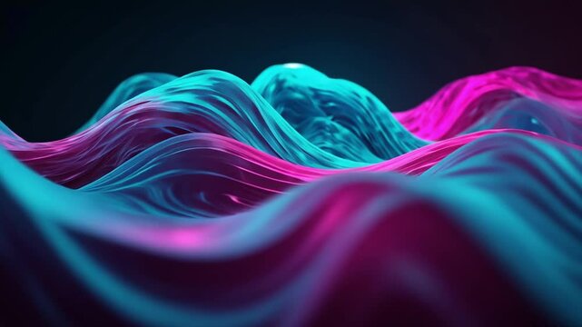 Abstract neon waves, vibrant colors, dark background, digital art, website header