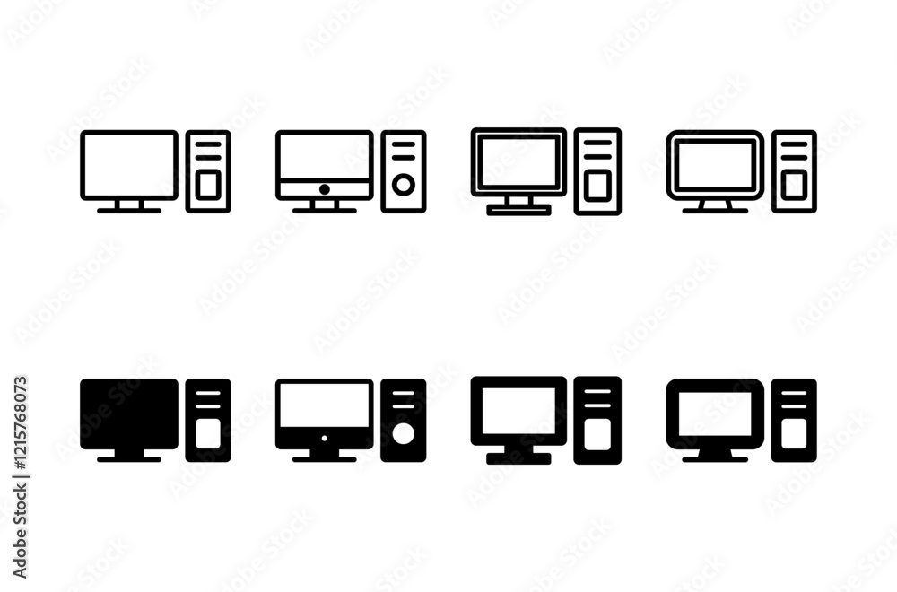 Aufkleber computer icon vector isolated on white background. pc icon vector. computer monitor icon. flat pc sy