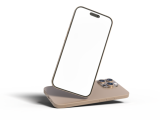 Smartphone closeup with blank screens display isolated on background. Mobile phone digital mockups template for presentation branding, ads, banner, UI, UX interface, website, gadget presenting