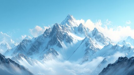 Fototapeta premium Majestic Snowy Mountain Range Under a Clear Sky