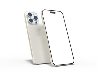 Smartphone closeup with blank screens display isolated on background. Mobile phone digital mockups template for presentation branding, ads, banner, UI, UX interface, website, gadget presenting