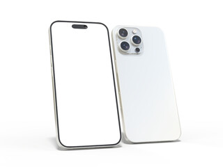 Smartphone closeup with blank screens display isolated on background. Mobile phone digital mockups template for presentation branding, ads, banner, UI, UX interface, website, gadget presenting