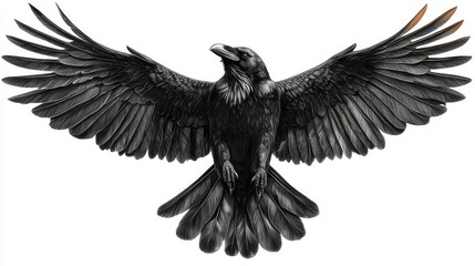 Obraz premium Majestic Raven In Flight Wings Spread Wide