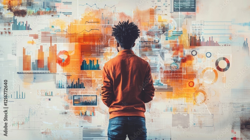 Aufkleber data analyst reviewing complex visualizations