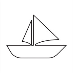 Sailboat outline icon vector art illustration.