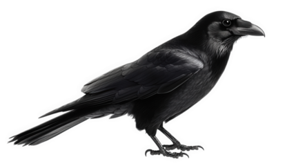 detailed illustration of a raven. showcasing its sleek black feathers and distinct beak the design emphasizes the bird's anatomy and form. making it suitable for educational purposes or artistic repre