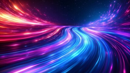 Dynamic Light Waves in Vibrant Colors Across Abstract Background
