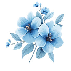 Fototapeta premium beautifully illustrated arrangement of blue flowers. showcasing delicate petals and leaves. emphasizing a serene and calming aesthetic this design can be used for various purposes. such as invitations