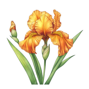 orange iris flower botanical art clip art preview