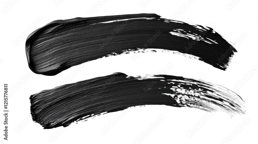 Poster black brushstroke collection on transparent background generative ai