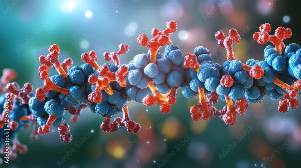 Poster microscopic view of dna double helix structure: a 3d rendering of the intricate details of deoxyribo