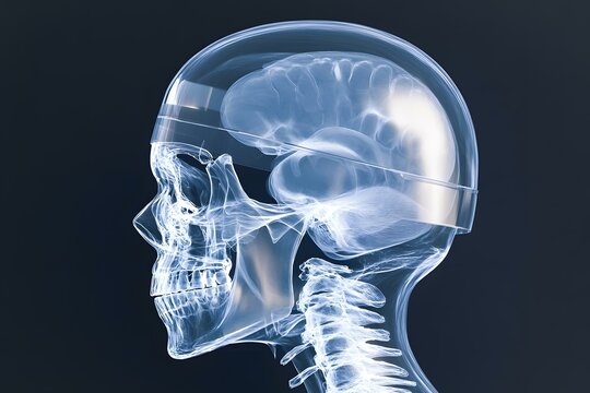 X-Ray View of Head with Face Guard