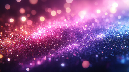 Colorful light spectrum sparkles glow against a dark background, creating a futuristic and abstract digital atmosphere with iridescence bokeh, adding festive energy and modern visual appeal

