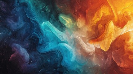 Fototapeta premium Abstract Cosmic Nebula: A Symphony of Blue and Orange Hues