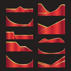 red gold corner element set design vector illustration