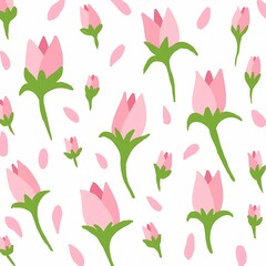 seamless pattern with pink flowers