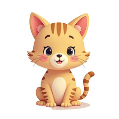 Obraz premium Adorable 3D Cartoon Kitten, Cute Cat - 3D illustrations