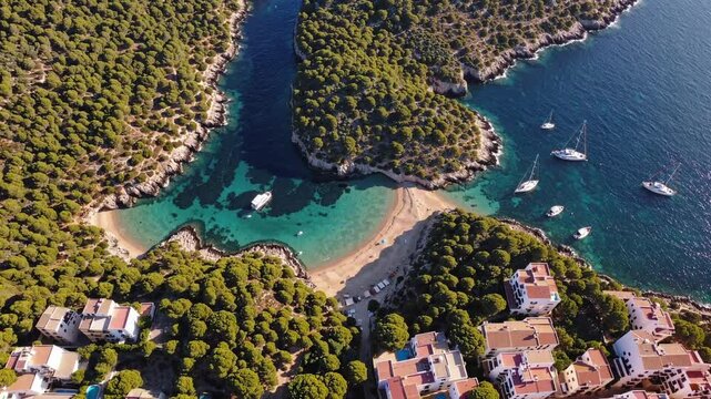 Aerial View of Cala Agulla, Mallorca: A Secluded Cove in the Mediterranean