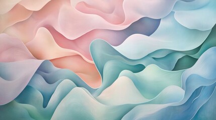Obraz premium Abstract Pastel Waveforms: A Serene Digital Artwork