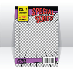 Simple comic magazine front page layout template concept