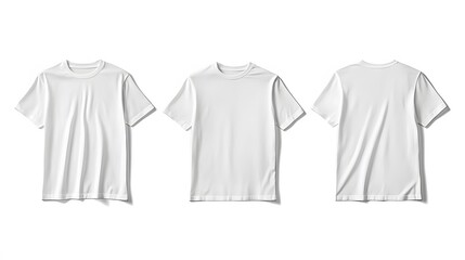Three White T Shirts Displayed Front Back And Side