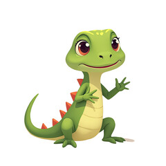 Naklejka premium Cute Cartoon Lizard, Green Reptile Illustration - Cartoon characters