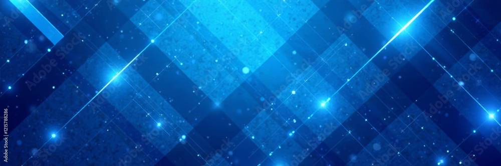 Poster vibrant blue abstract background with shining beams and patterns for various uses.