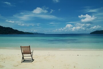 tropical beach with chairs