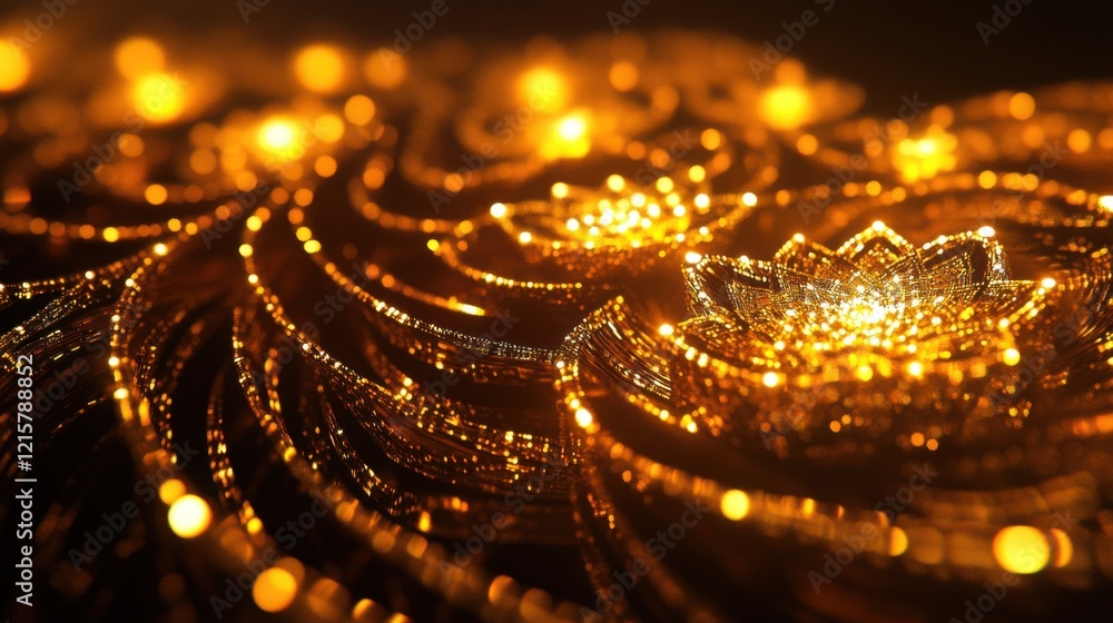 Aufkleber gleaming golden lotus flowers on a shimmering surface with abstract patterns, capturing the essence 