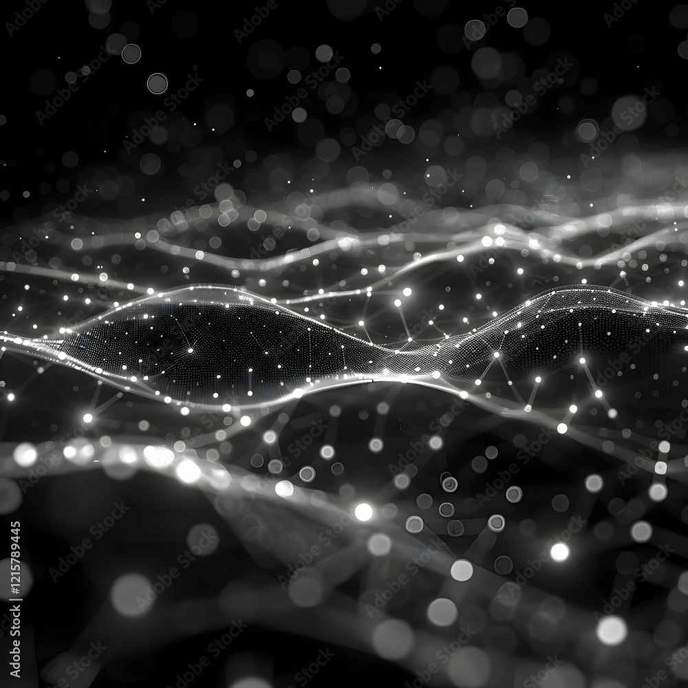 Poster digital network wave particles background