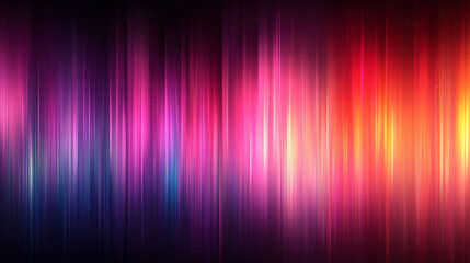 Fototapeta premium Abstract digital glitch effect with dark purple and green vertical stripes on black background showcasing motion blur and minimalistic modern design with bright tone and caption space for chaos