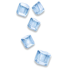 Flying Ice Cubes in Motion isolated on background