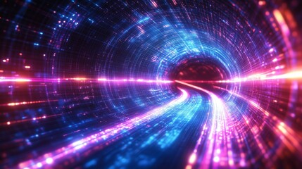 Obraz premium Dynamic Light Tunnel Representing Speed and Colorful Vibes