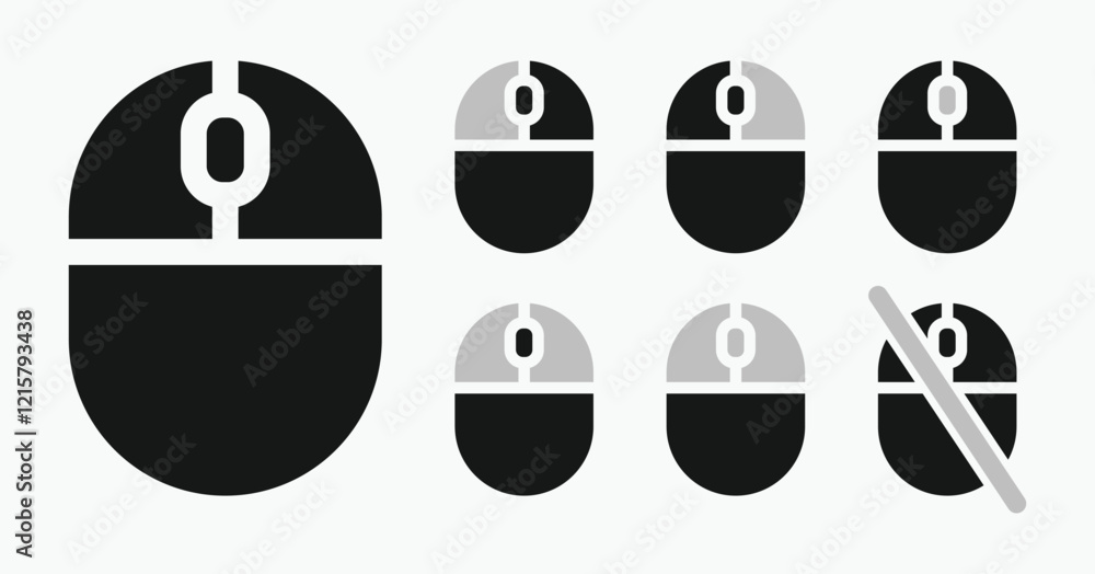 Fototapete sets Computer mouse icon, illustrating different button presses. Vector illustration.