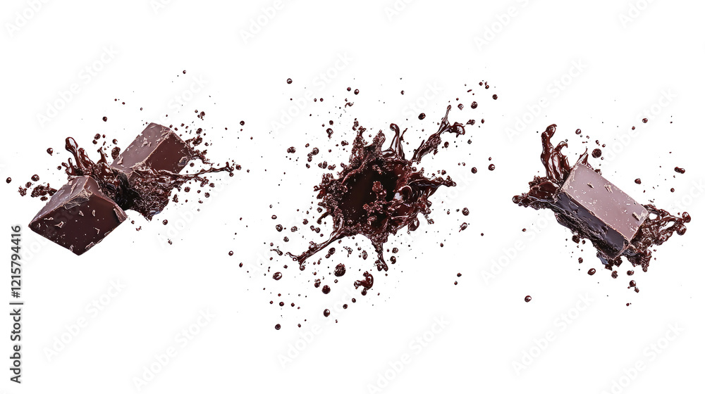 Poster chocolate splashes showcase dynamic dessert action generative ai