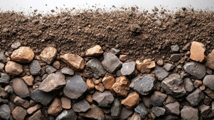 Soil, rocks, texture, background, studio, white, geology, construction, layer, sample