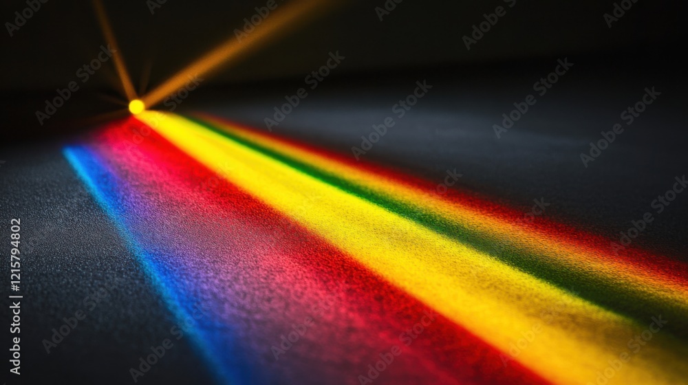 Aufkleber vibrant spectrum of light projected onto dark surface creating a colorful display with bright rays o