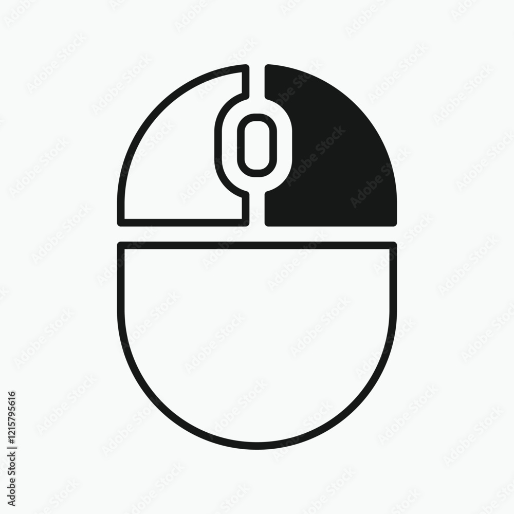 Poster right click computer mouse icon, illustrating different button presses. vector illustration.